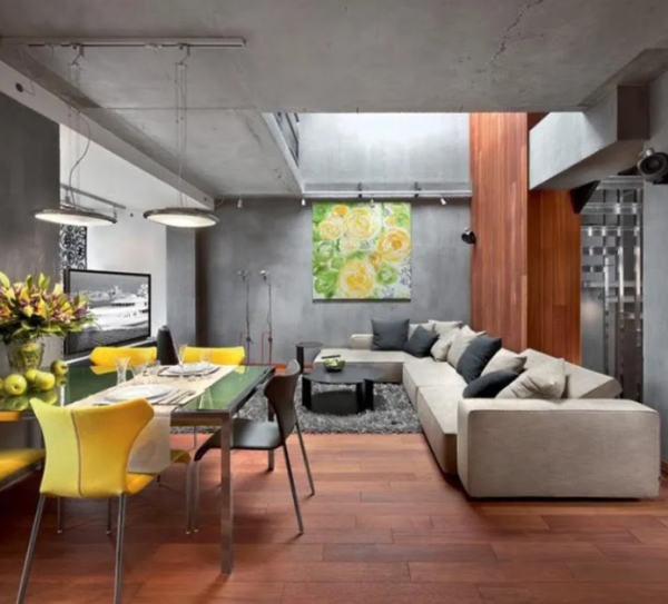 Dinding beton terlihat eksentrik